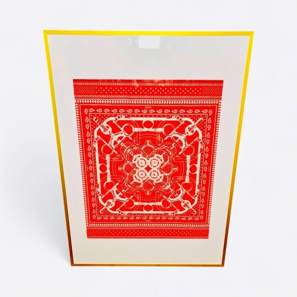 Hermès Framed Emblematic Wrapping Paper  2018 Authentic (1 Sheet, 19.5”x 19.5”)